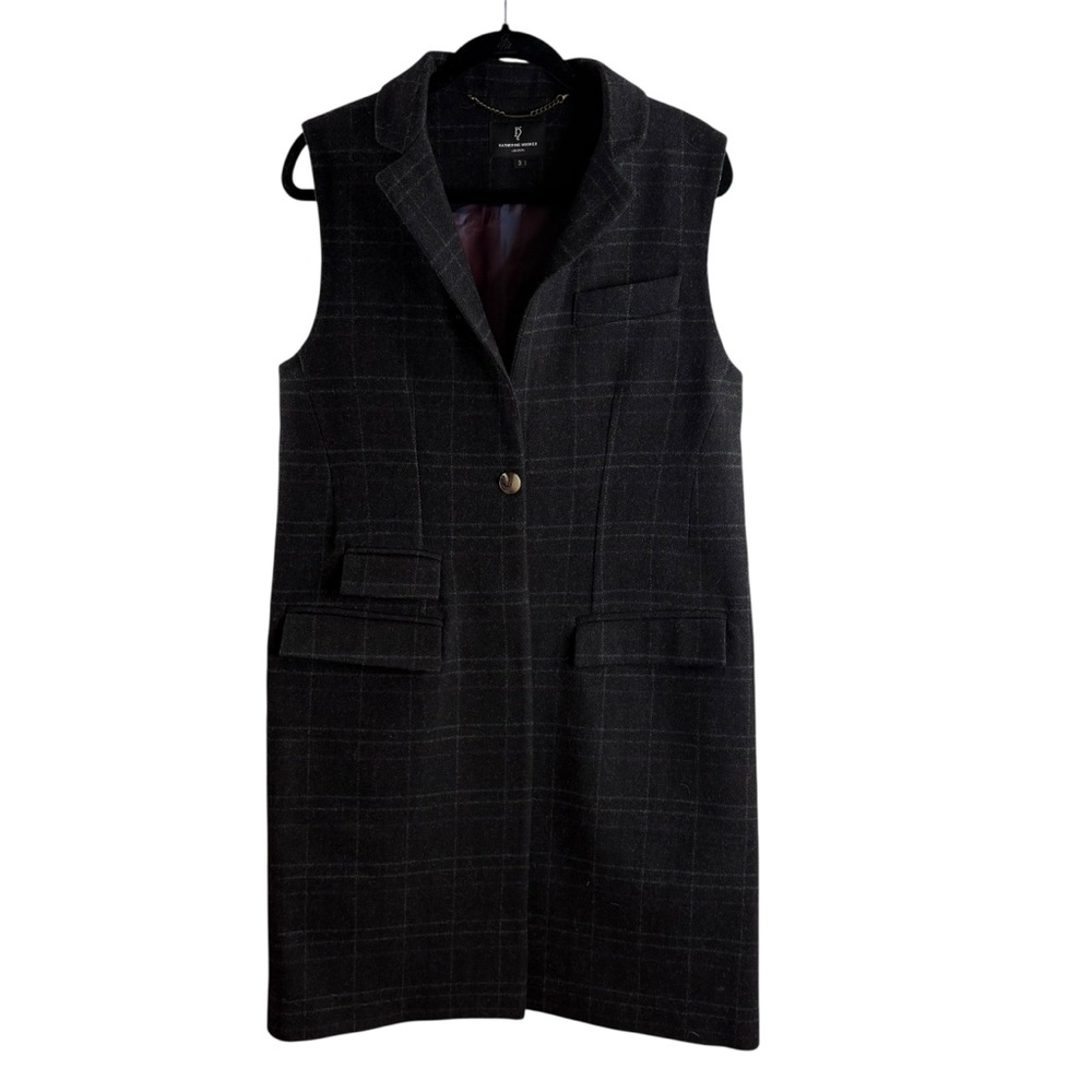 KATHERINE HOOKER LONDON Women's Black British Sleeveless Vest Jacket Coat